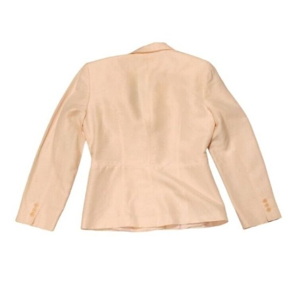 Vtg Oscar de la Renta Skirt Sz 8 Blazer Sz 6 Pale Pink Silk Linen Skirt Suit - Picture 3 of 15